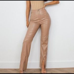Missguided Mocha Faux Split Trousers
